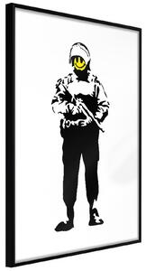Inramad Poster / Tavla - Banksy: Smiling Copper - 20x30 Svart ram