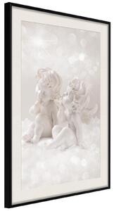 Inramad Poster / Tavla - Cute Angels - 30x45 Guldram