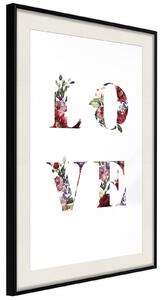 Inramad Poster / Tavla - Floral Love - 20x30 Svart ram