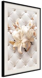 Inramad Poster / Tavla - Lilies on Leather Upholstery - 20x30 Svart ram med passepartout