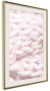Inramad Poster / Tavla - Pale Pink Knit - 40x60 Guldram med passepartout