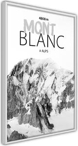 Inramad Poster / Tavla - Peaks of the World: Mont Blanc - 20x30 Svart ram