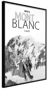 Inramad Poster / Tavla - Peaks of the World: Mont Blanc - 20x30 Svart ram med passepartout