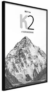 Inramad Poster / Tavla - Peaks of the World: K2 - 30x45 Guldram
