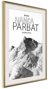 Inramad Poster / Tavla - Peaks of the World: Nanga Parbat - 40x60 Svart ram med passepartout