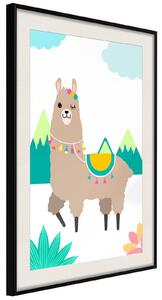 Inramad Poster / Tavla - Playful Llama - 20x30 Svart ram med passepartout