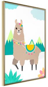 Inramad Poster / Tavla - Playful Llama - 20x30 Guldram