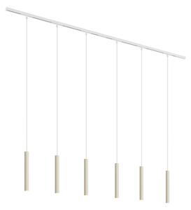 Modernt skensystem med 6 pendellampor beige med vitt 1-fas - Slimline Keno