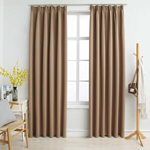 Mörkläggningsgardiner med krokar 2 st taupe 140x175 cm