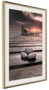 Inramad Poster / Tavla - Stones on the Pier - 20x30 Svart ram med passepartout