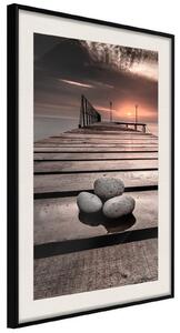 Inramad Poster / Tavla - Stones on the Pier - 20x30 Svart ram med passepartout