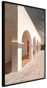 Inramad Poster / Tavla - Sunny Colonnade - 20x30 Svart ram med passepartout