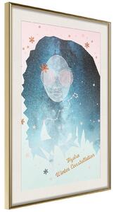 Inramad Poster / Tavla - Winter Constellation - 40x60 Guldram med passepartout