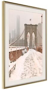 Inramad Poster / Tavla - Winter in New York - 30x45 Svart ram med passepartout