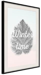 Inramad Poster / Tavla - Winter Leaf - 20x30 Svart ram med passepartout