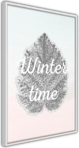 Inramad Poster / Tavla - Winter Leaf - 30x45 Svart ram med passepartout