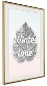 Inramad Poster / Tavla - Winter Leaf - 20x30 Guldram med passepartout