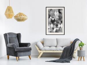 Inramad Poster / Tavla - Abstract Diamonds - 20x30 Vit ram