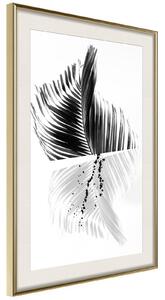 Inramad Poster / Tavla - Abstract Feather - 30x45 Svart ram med passepartout