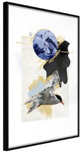 Inramad Poster / Tavla - Abstraction with a Tern - 20x30 Guldram
