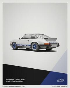 Konsttryck Porsche 911 RS - 1973 - White, (40 x 50 cm)
