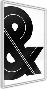 Inramad Poster / Tavla - Ampersand (Black and White) - 20x30 Vit ram