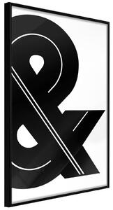 Inramad Poster / Tavla - Ampersand (Black and White) - 20x30 Guldram med passepartout