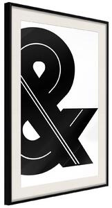 Inramad Poster / Tavla - Ampersand (Black and White) - 20x30 Svart ram med passepartout