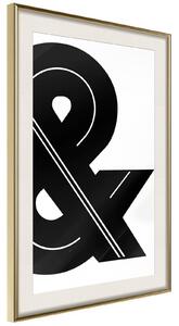 Inramad Poster / Tavla - Ampersand (Black and White) - 30x45 Guldram med passepartout