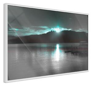 Inramad Poster / Tavla - Aurora at the Horizon - 45x30 Svart ram