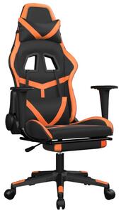 Gamingstol med fotstöd svart och orange konstläder