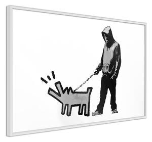 Inramad Poster / Tavla - Banksy: Choose Your Weapon - 60x40 Svart ram med passepartout