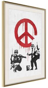 Inramad Poster / Tavla - Banksy: CND Soldiers II - 20x30 Guldram med passepartout