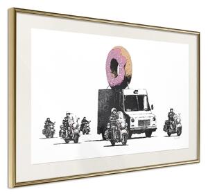 Inramad Poster / Tavla - Banksy: Donuts (Strawberry) - 30x20 Guldram