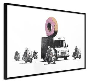 Inramad Poster / Tavla - Banksy: Donuts (Strawberry) - 30x20 Guldram