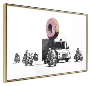 Inramad Poster / Tavla - Banksy: Donuts (Strawberry) - 60x40 Guldram
