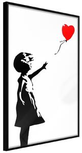 Inramad Poster / Tavla - Banksy: Girl with Balloon I - 20x30 Svart ram med passepartout