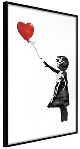 Inramad Poster / Tavla - Banksy: Girl with Balloon II - 20x30 Guldram med passepartout