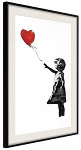 Inramad Poster / Tavla - Banksy: Girl with Balloon II - 20x30 Guldram med passepartout