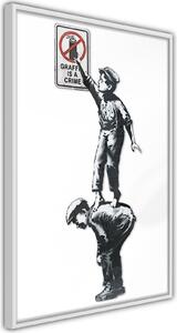 Inramad Poster / Tavla - Banksy: Graffiti Is a Crime - 20x30 Svart ram med passepartout