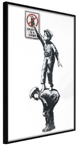 Inramad Poster / Tavla - Banksy: Graffiti Is a Crime - 20x30 Guldram med passepartout