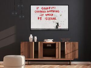 Inramad Poster / Tavla - Banksy: If Graffiti Changed Anything - 45x30 Guldram