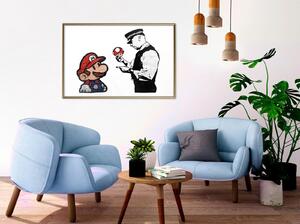 Inramad Poster / Tavla - Banksy: Mario and Copper - 30x20 Svart ram med passepartout