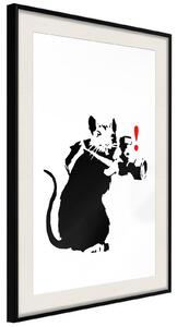 Inramad Poster / Tavla - Banksy: Rat Photographer - 30x45 Svart ram med passepartout