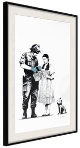 Inramad Poster / Tavla - Banksy: Stop and Search - 30x45 Guldram med passepartout