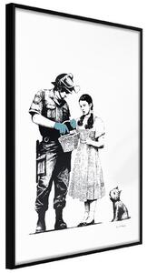 Inramad Poster / Tavla - Banksy: Stop and Search - 30x45 Svart ram med passepartout