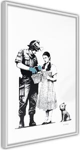 Inramad Poster / Tavla - Banksy: Stop and Search - 30x45 Guldram med passepartout