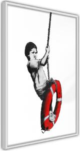 Inramad Poster / Tavla - Banksy: Swinger - 20x30 Guldram