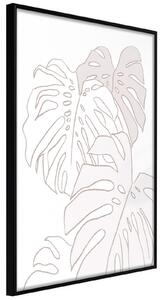 Inramad Poster / Tavla - Beige Leaves - 20x30 Svart ram med passepartout