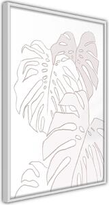 Inramad Poster / Tavla - Beige Leaves - 20x30 Guldram